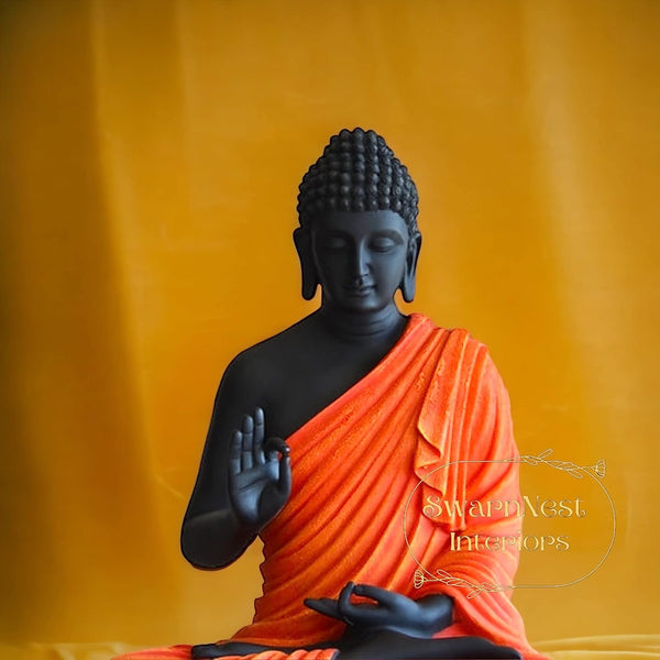 Swarnhouse Beautiful Sitting Buddha Idol Statue for Home & Garden 2 FT – Premium Peach Colour Matte Finish