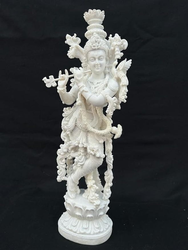 Krishna  Standing Sculpture White