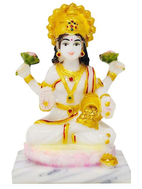 Swarn House Decor’s Marble Dust Laxmi Idol, 5.50 Inches, White Gold, 1 Piece (White Gold)