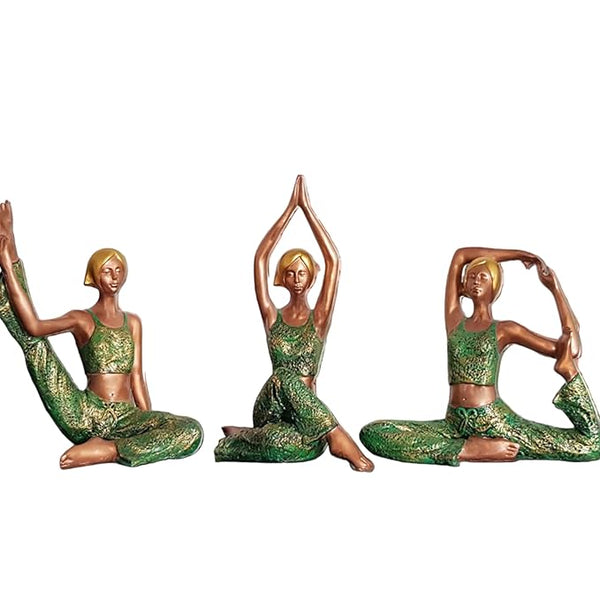 Yoga Lady Showpiece Sculpture Golden Green