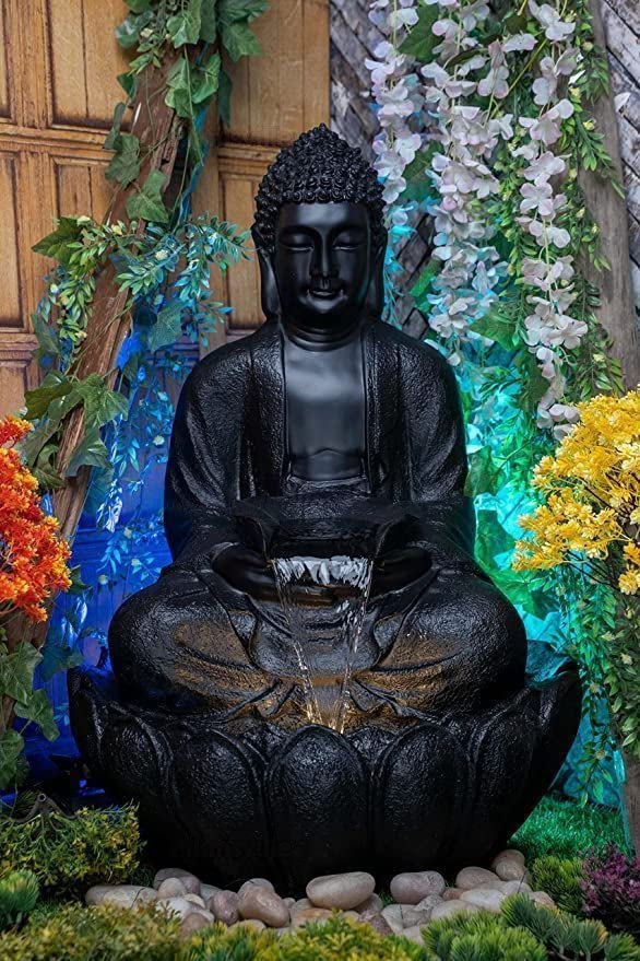 Swarnhouse Buddha Fiber Water Fountain Large for Home, Office & Garden Decor ( 3FT)