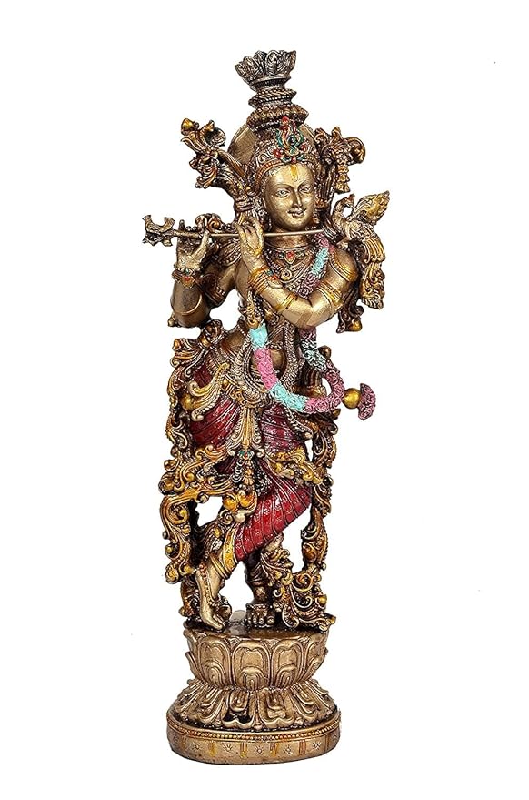 Krishna  Standing Sculpture Gold