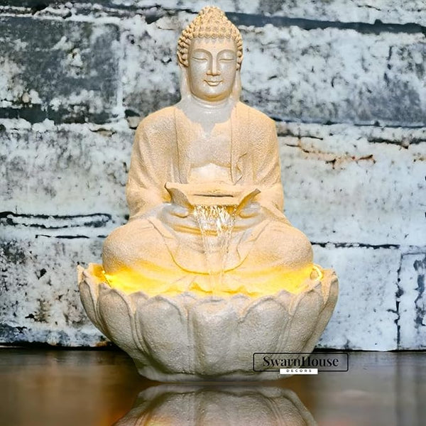 Swarnhouse Buddha Fiber Water Fountain Large for Home, Office & Garden Decor ( 3FT)