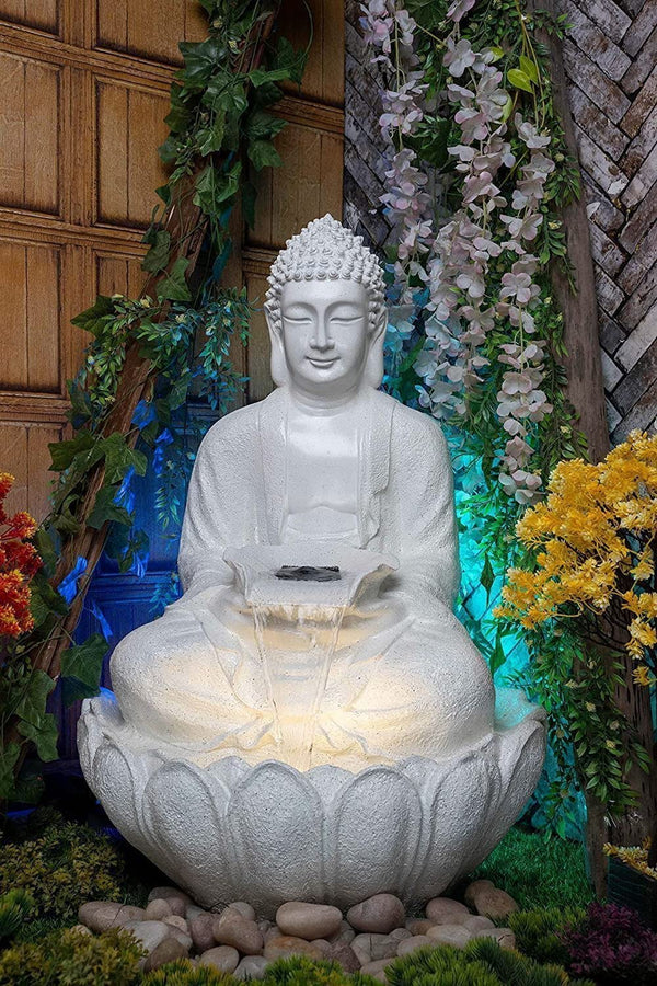 Swarnhouse Buddha Fiber Water Fountain Large for Home, Office & Garden Decor ( 3FT )