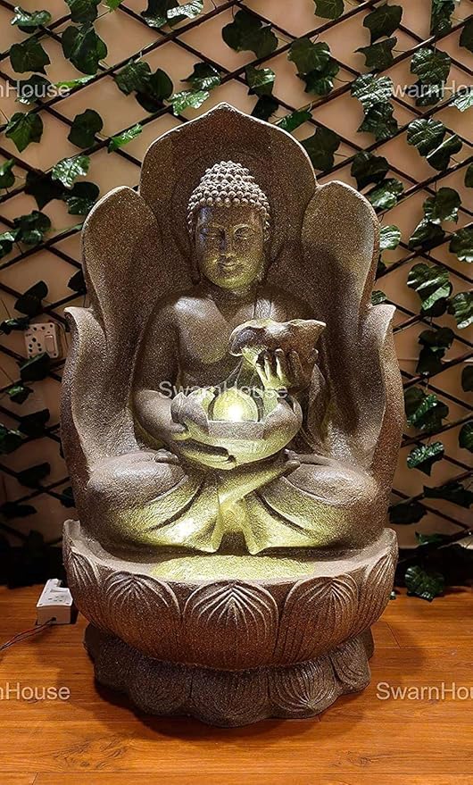 Buddha Fountain Sculpture 3 feet Grey 1