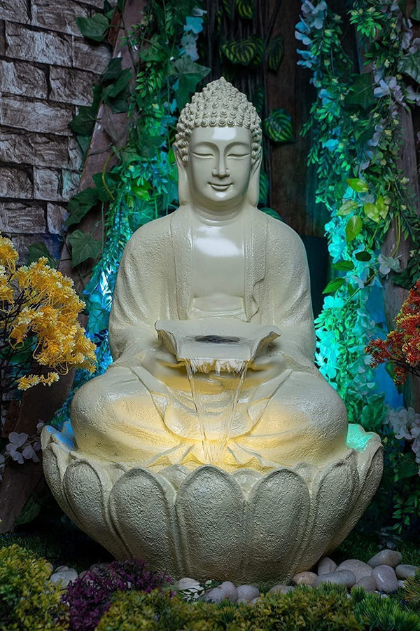 Swarnhouse Buddha Fiber Water Fountain Large for Home, Office & Garden Decor ( 3FT )