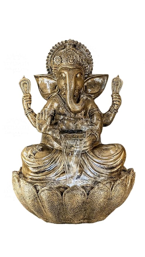 Ganesha Fountain 2 feet Sculpture Brown Antique