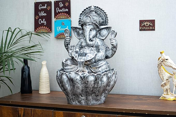 Ganesha Fountain 2 feet Sculpture Silver Grey