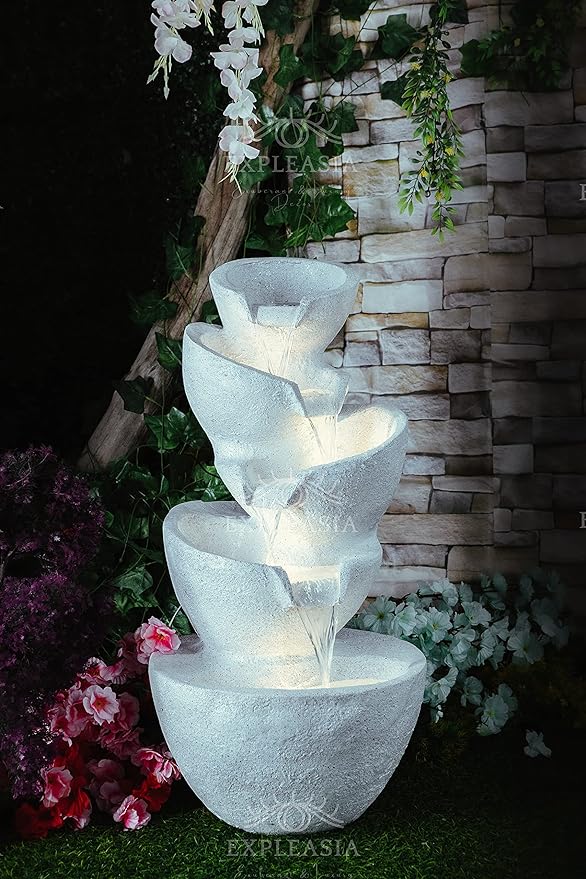 3 Step fountain Sculpture 2 feet White