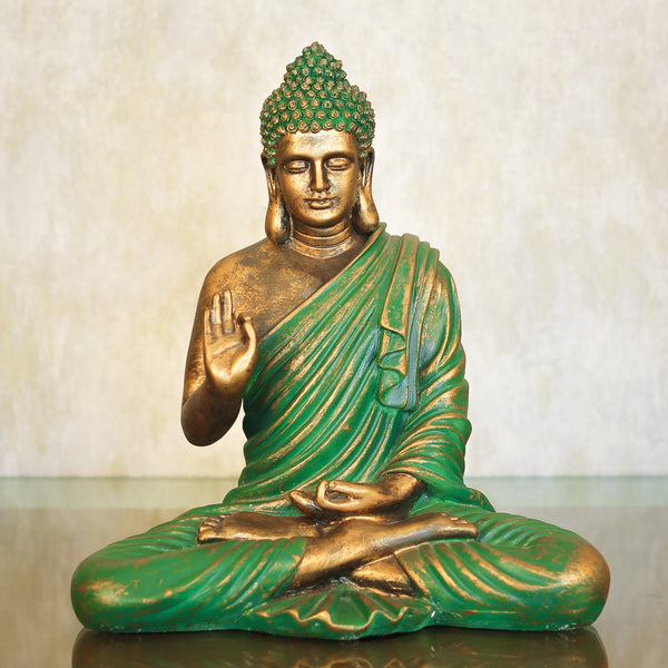 SWARNHOUSE DECORS®  BIG SIZE MEDITATING BUDDHA IDOL ( ANTIQUE GOLDEN , 1.25feet )