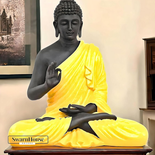 SwarnHouse Beautiful Sitting Buddha Idol Statue for Home & Garden - Big Size 2 Feet (Premium Collection)