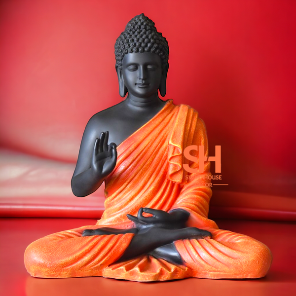 Buddha Sculpture Black Orange