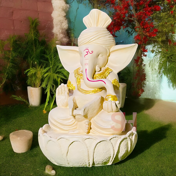 Ganesha Fountain Sculpture 2 feet Full Cream