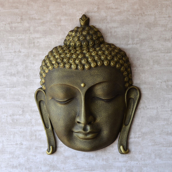 Buddha Face Wall Green Antique