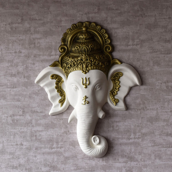 Ganesha Face Wall White