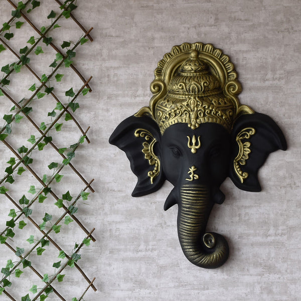 Ganesha Face Wall Black