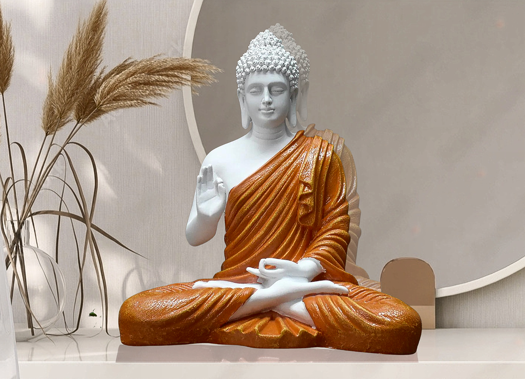 SwarnHouse Decors® Beautiful Sitting Buddha Idol Statue for Home & Gar